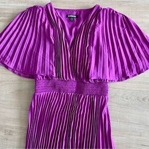 Express Vibrant Purple V-Neck Dress